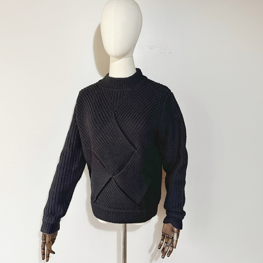 Carven black oversized weave wool sweater